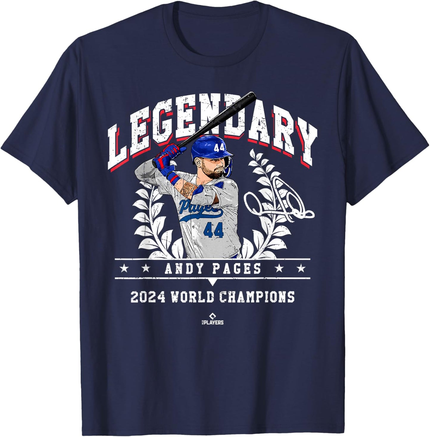Legendary 2024 World Champions Andy Pages Los Angeles MLBPA T-Shirt - T-Shirt | Navy