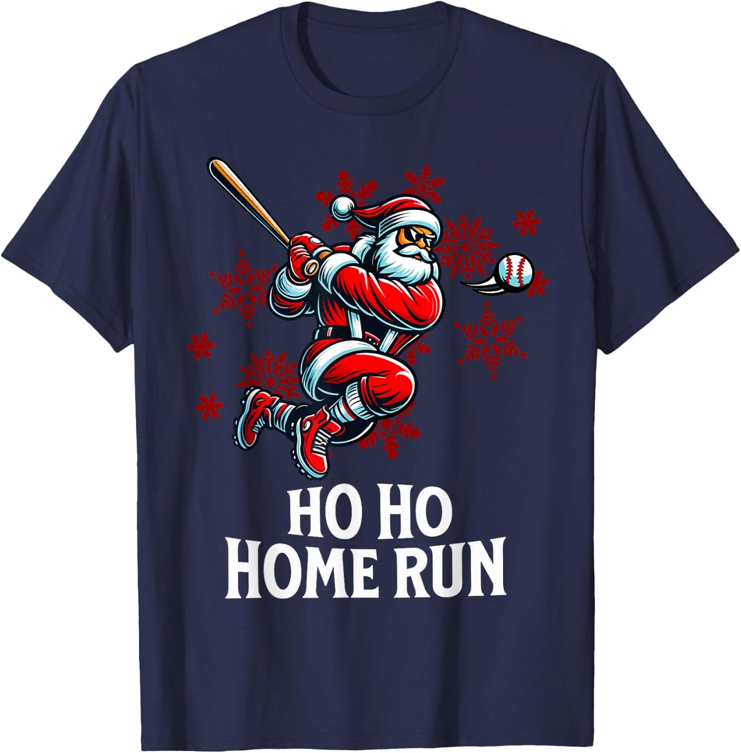 Baseball Christmas, Ho Ho Homerun Men Kids Boys Santa Sports T-Shirt - T-Shirt | Navy