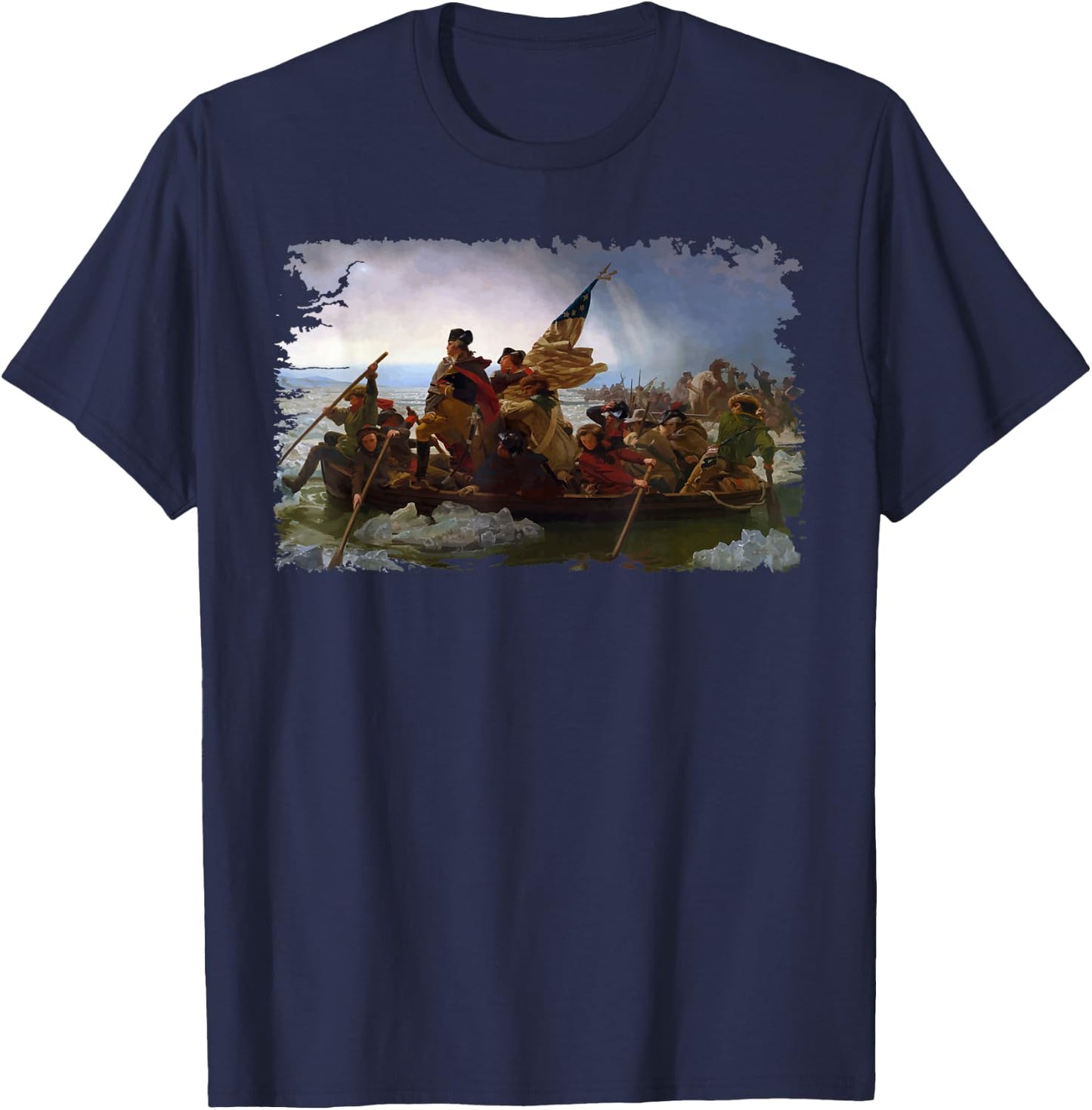 Right Out of My Mouth George Washington Crossing the Delaware Presidents Day T-Shirt - T-Shirt | Navy