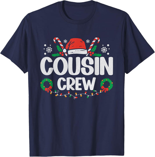 Cousin Crew Christmas Lights Family Matching Pajamas Holiday T-Shirt - T-Shirt | Navy