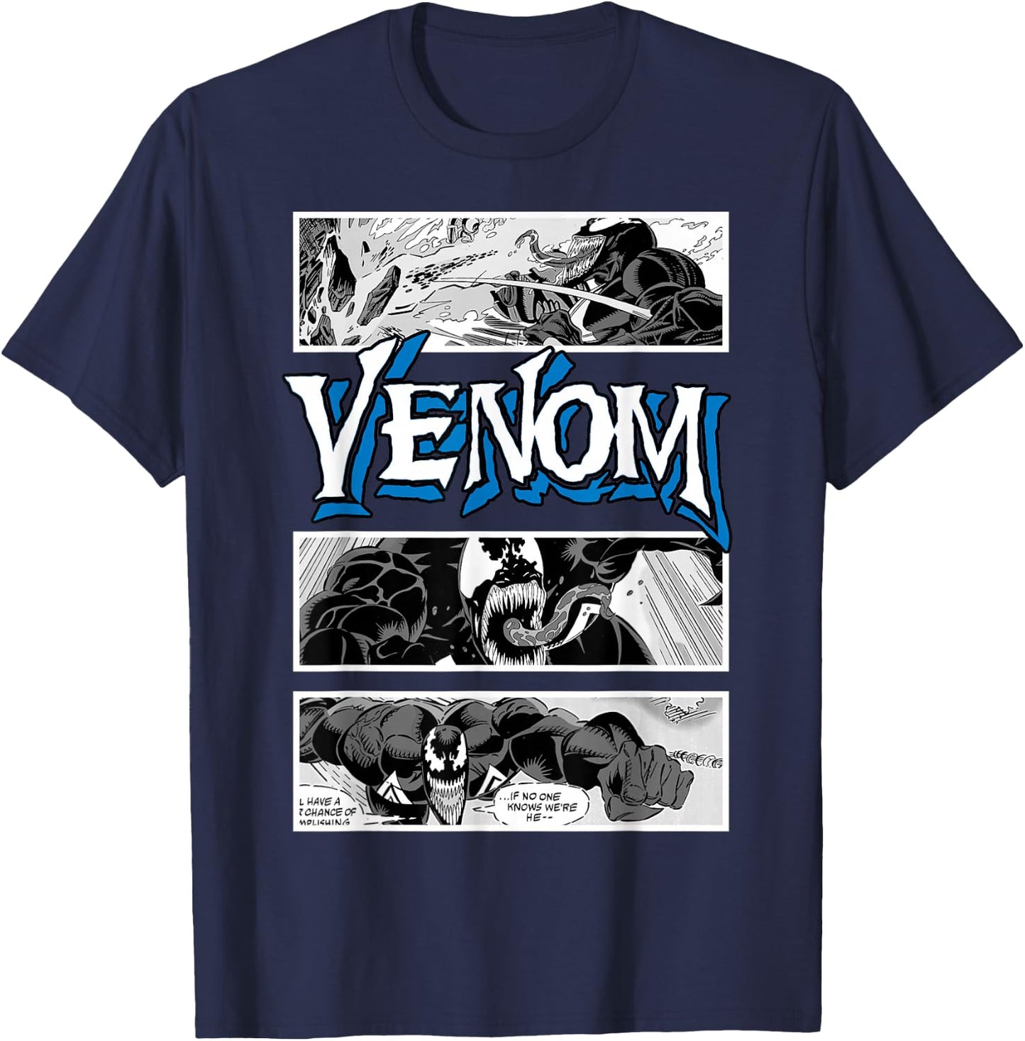 Marvel Venom Comic Book Illustrations Panel Graphic T-Shirt - T-Shirt | Navy