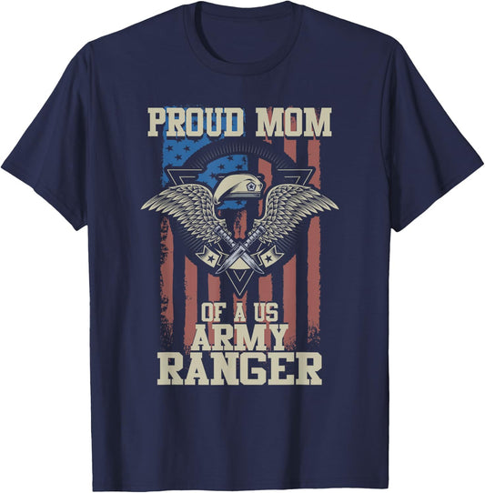 Proud Mom of US Army Ranger T-Shirt - T-Shirt | Navy