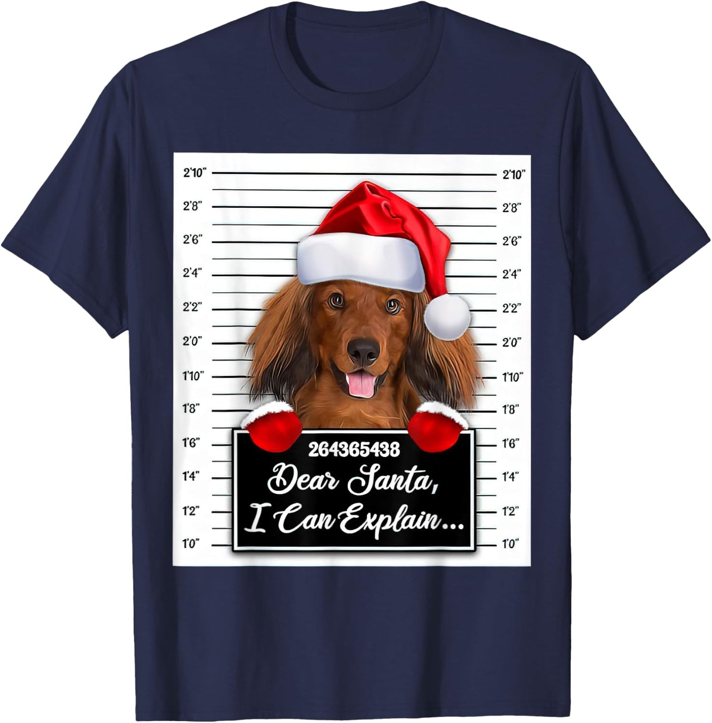 Dear Santa I Can Explain Funny Christmas Dachshund Xmas T-Shirt - T-Shirt | Navy