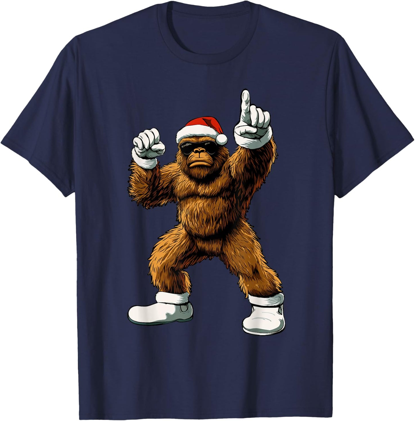 Christmas Funny Bigfoot Santa Kids Boys Men Xmas T-Shirt - T-Shirt | Navy