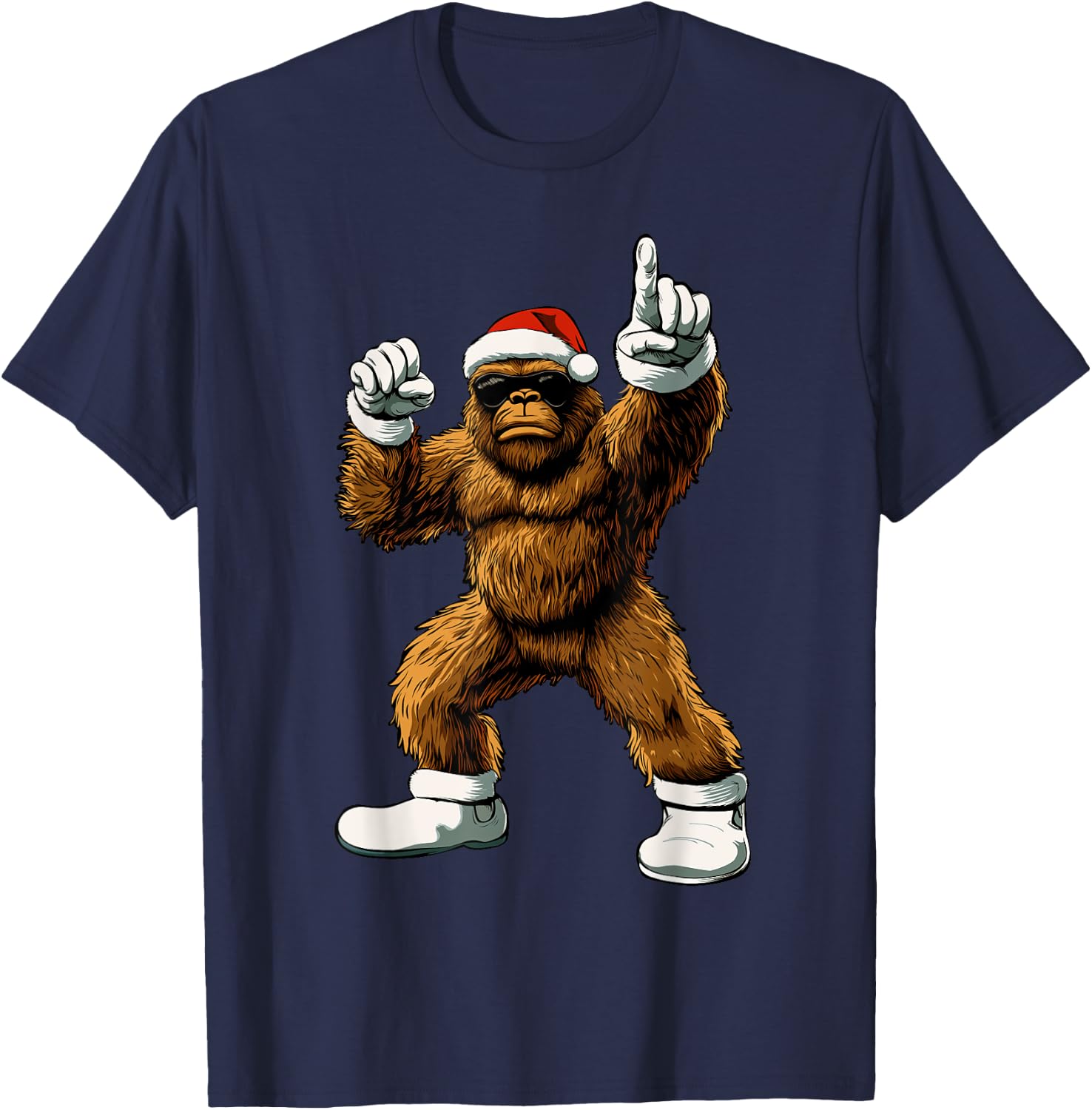Christmas Funny Bigfoot Santa Kids Boys Men Xmas T-Shirt - T-Shirt | Navy