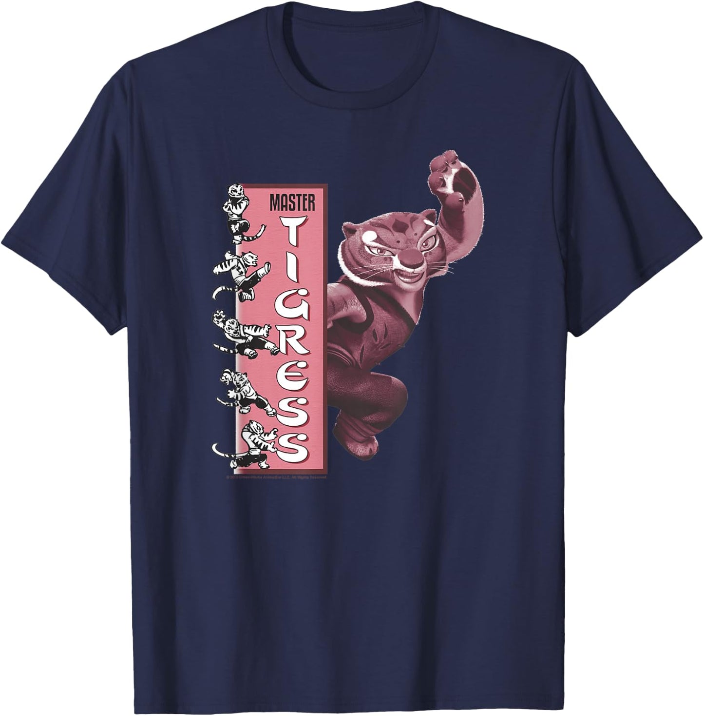 Kung Fu Panda Master Tigress Action Pose Banner T-Shirt - T-Shirt | Navy