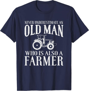 Farmer Funny - Never Underestimate An Old Man Farmer T-Shirt - T-Shirt | Navy