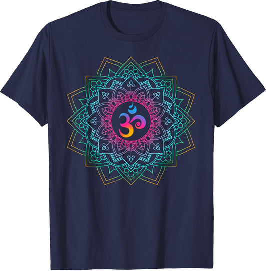 Om Meditations Mandalas Yoga T-Shirt - T-Shirt | Navy