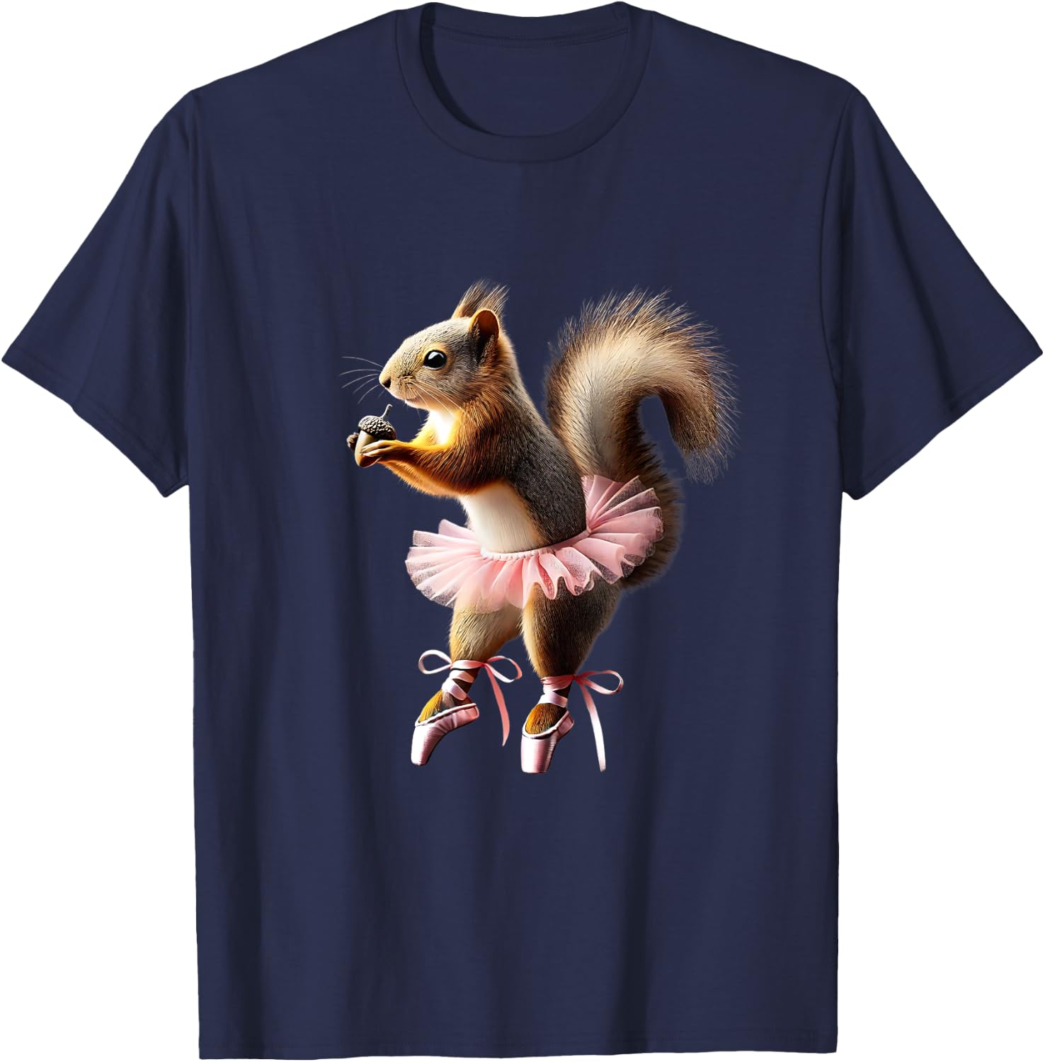 Squirrel Ballerina Ballet Dance Acorns Wildlife T-Shirt - T-Shirt | Navy