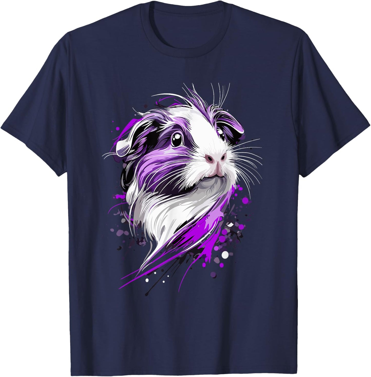 Guinea Pig with Purple Splashes T-Shirt - T-Shirt | Navy