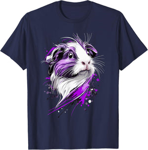 Guinea Pig with Purple Splashes T-Shirt - T-Shirt | Navy