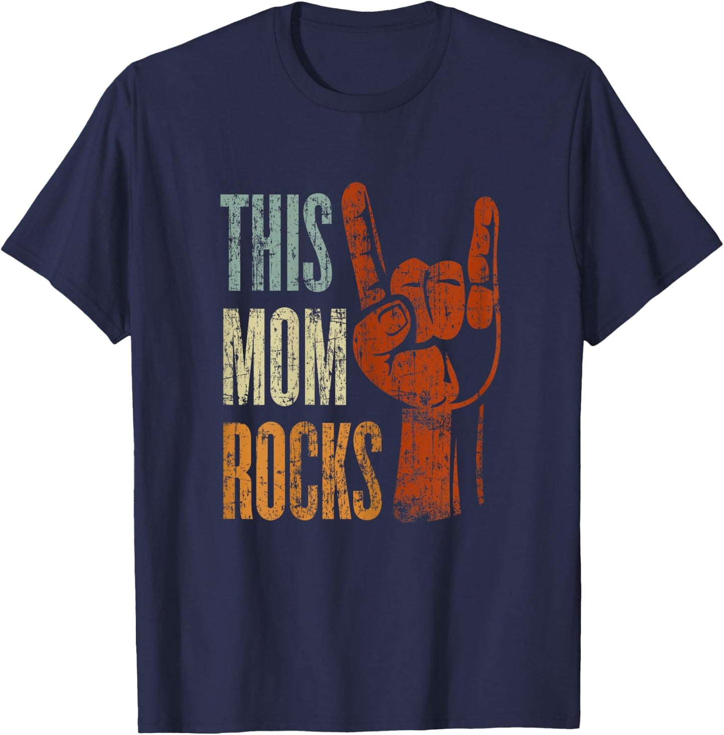 This Mom Rocks Rock n Roll Metal Gift Mother T-Shirt - T-Shirt | Navy