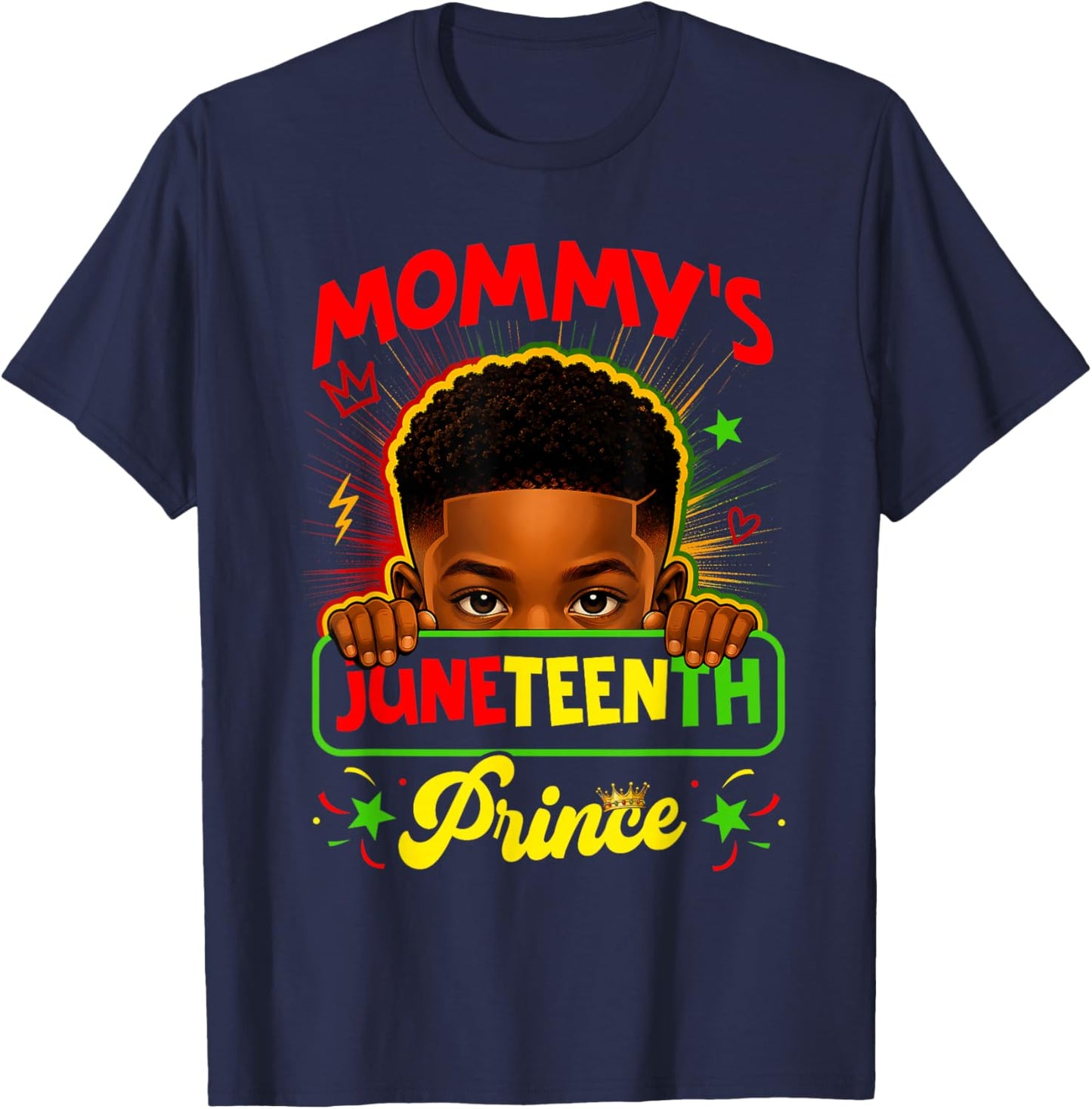 Mommy's Juneteenth Prince Black Boy Afro Baby Boys Toddler T-Shirt - T-Shirt | Navy
