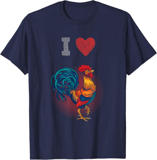 I Love (Heart) Chickens - Cock / Rooster Shirt T-Shirt - T-Shirt | Navy
