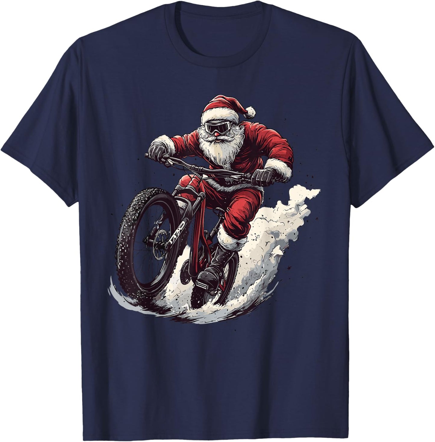 Funny BMX Lover Christmas Santa Biker Cyclist Xmas Pajama T-Shirt - T-Shirt | Navy