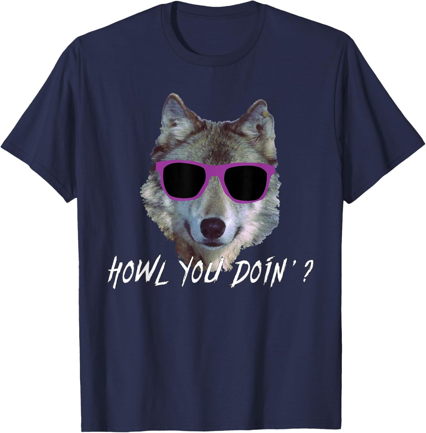 Howl You Doin'?: Funny Summer Pool Party Wolf Pun Men Women T-Shirt - T-Shirt | Navy