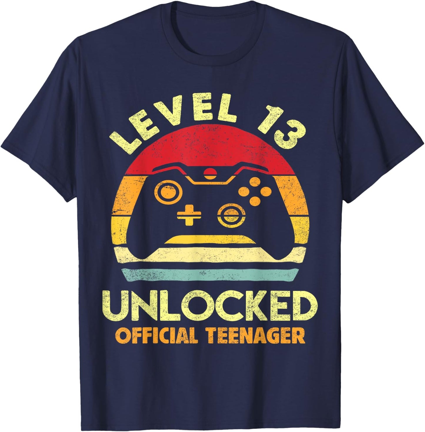 Official Teenager 13th Birthday Boy Shirt Level 13 Unlocked T-Shirt - T-Shirt | Navy