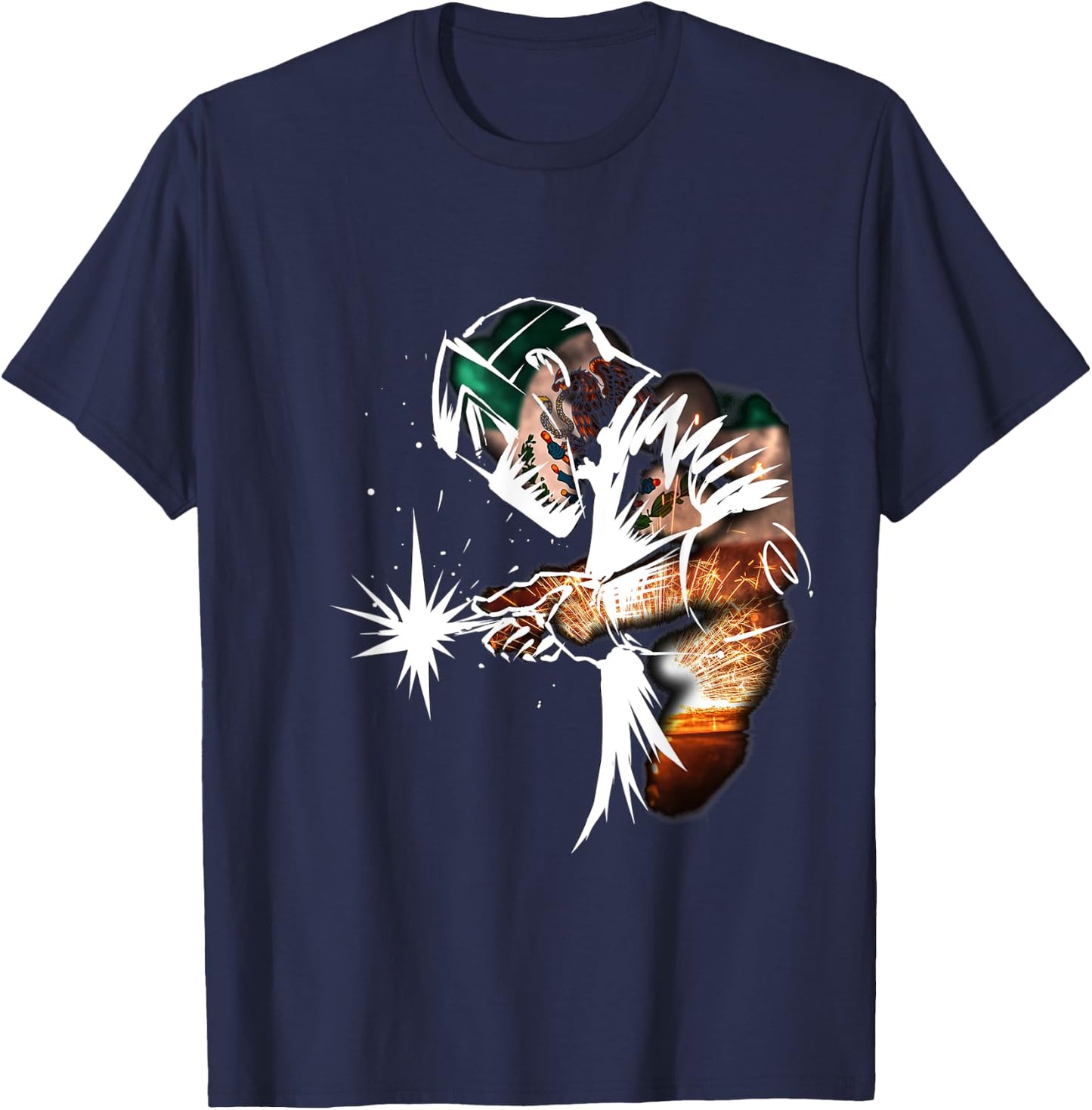 Welder Mexican El Soldador Mexican flag Soldador Mexicano T-Shirt - T-Shirt | Navy