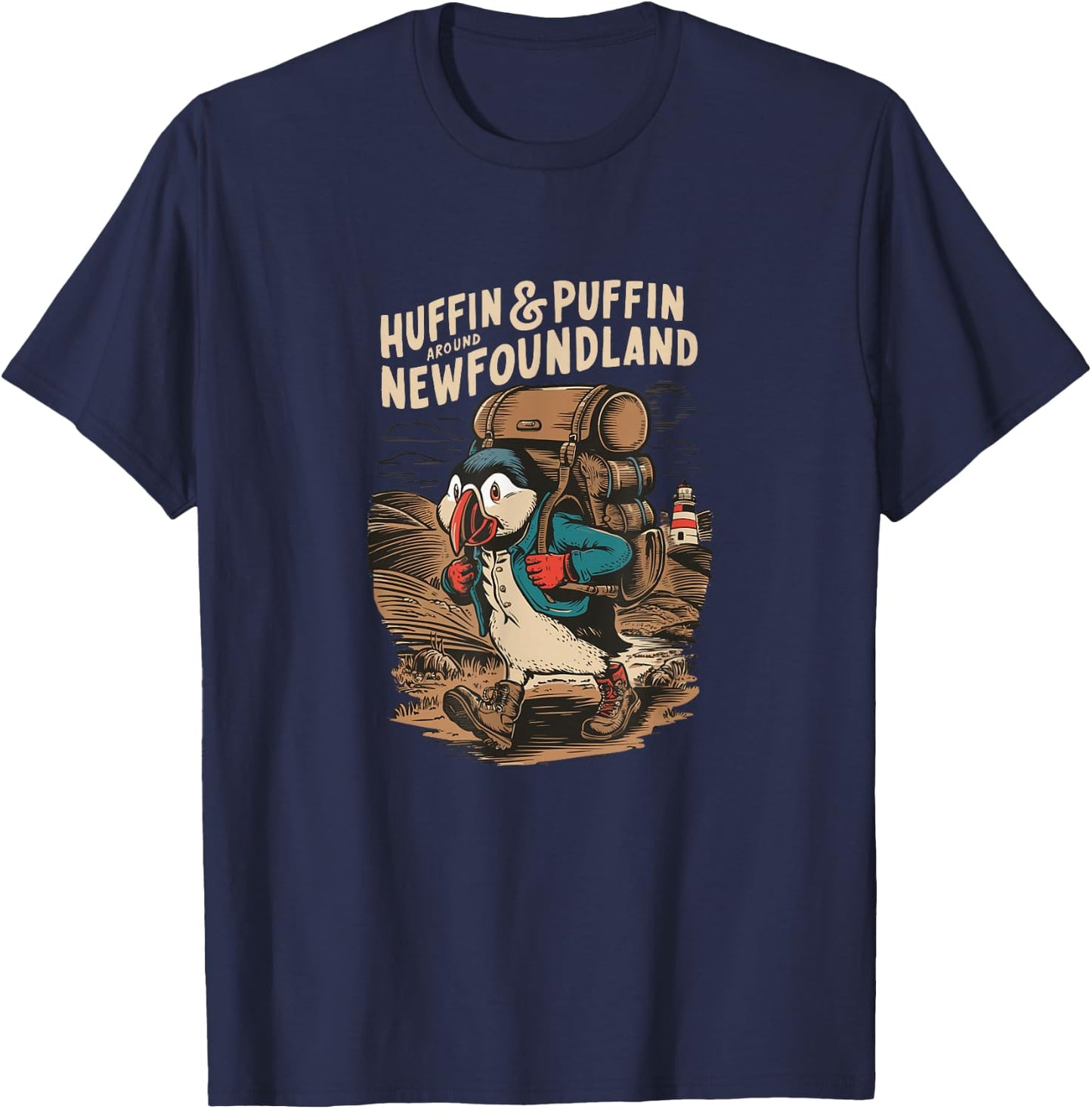 Huffin & Puffin Newfoundland - Atlantic Canada Souvenir T-Shirt - T-Shirt | Navy