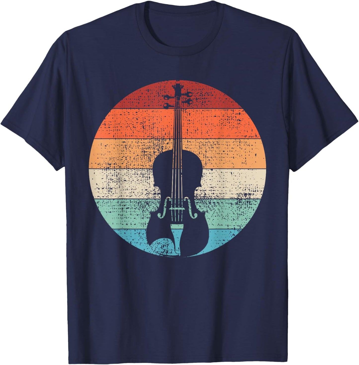 Violin Violinist Musical Instrument Retro T-Shirt - T-Shirt | Navy