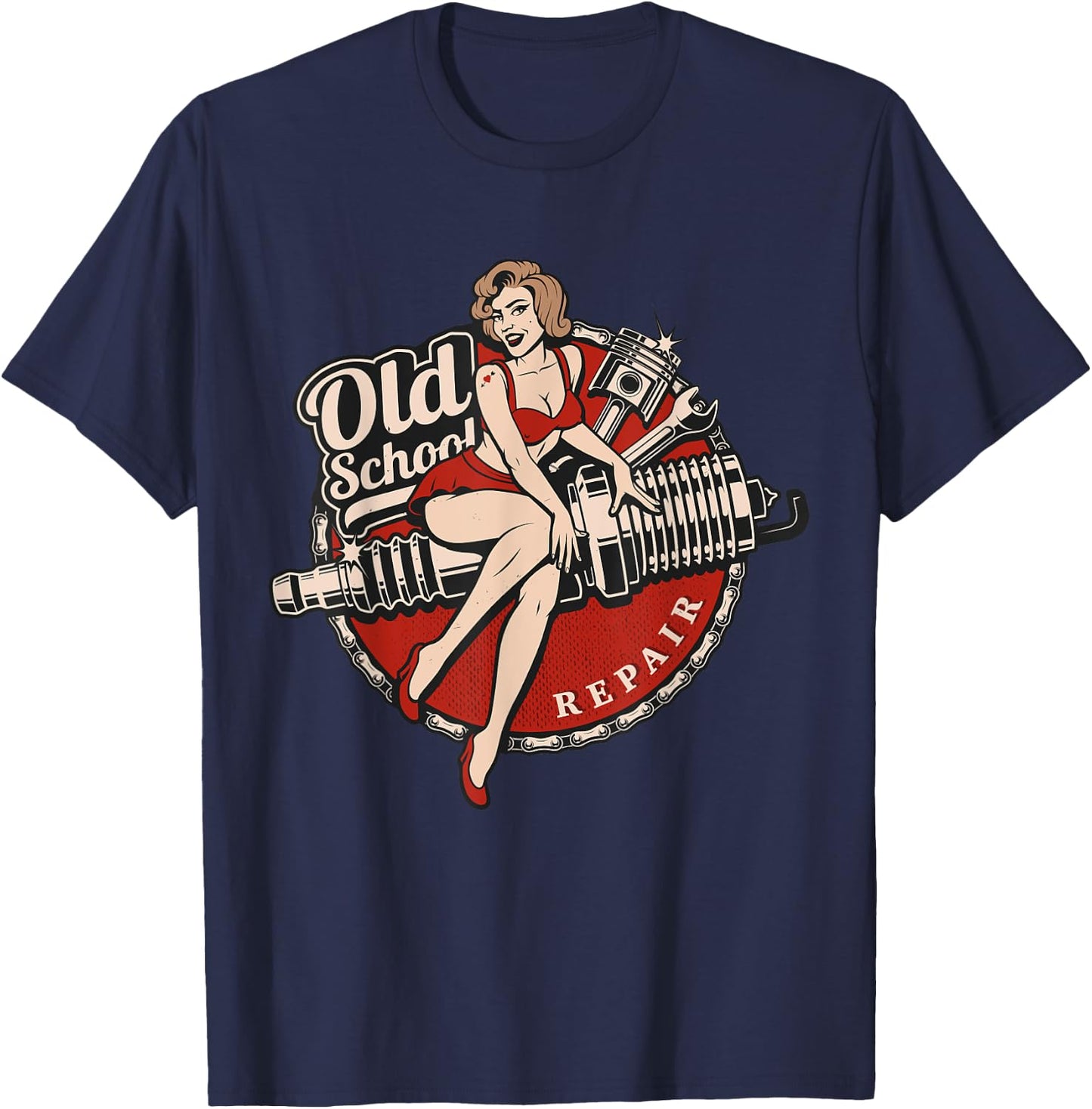 Hot Rod Retro Vintage Vintage Car Rockabilly Old School T-Shirt - T-Shirt | Navy