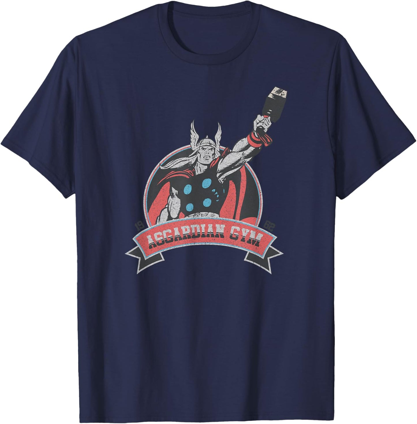 Marvel Thor Retro Comic Asgardian GYM Membership Badge T-Shirt - T-Shirt | Navy