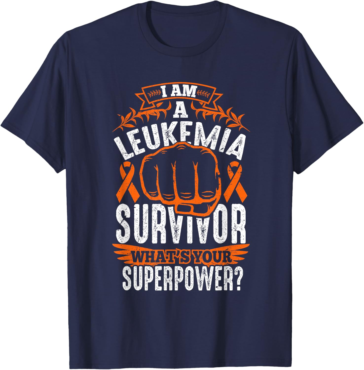 Leukemia Cancer Survivor Awareness Ribbon Gifts T-Shirt - T-Shirt | Navy