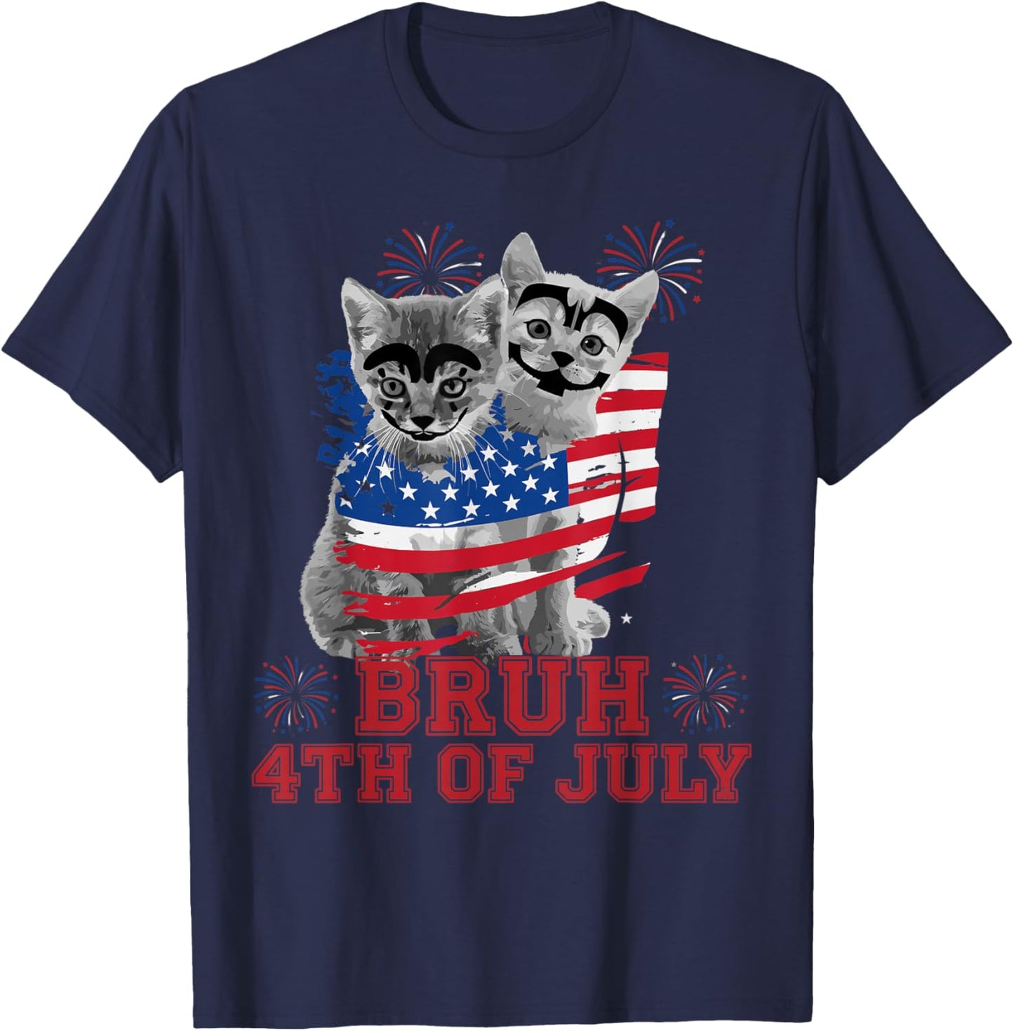 Funny Bruh 4th of July Boys Kids Flag T-Shirt - T-Shirt | Navy