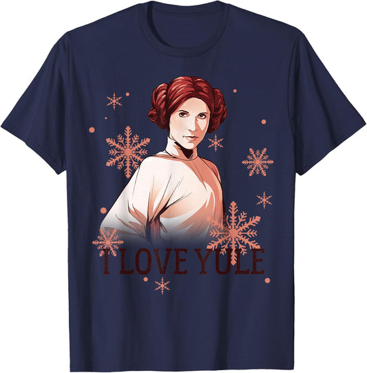 Star Wars Leia I Love Yule Christmas Snowflake T-Shirt - T-Shirt | Navy