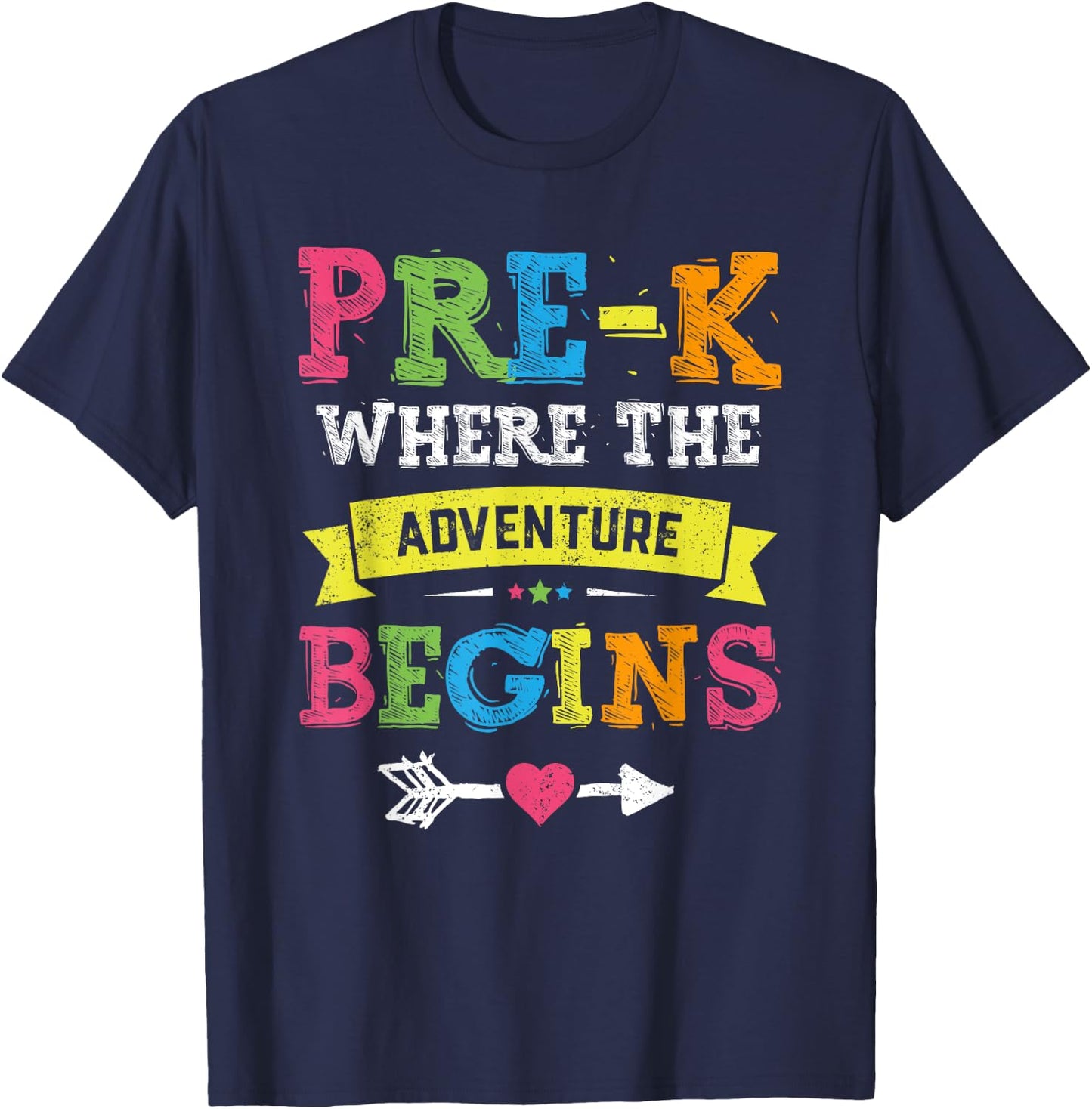 Pre-K Where The Adventure Begins Gift Back To School Teacher T-Shirt - T-Shirt | Navy