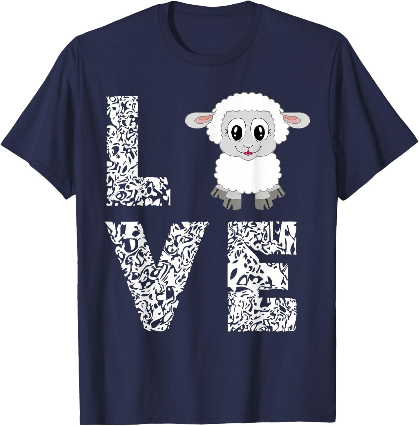 Sheep Lamb Love Livestock Farmer Cattle Sketch Gifts T-Shirt - T-Shirt | Navy