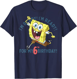 Nickelodeon SpongeBob SquarePants Ready For My 6th Birthday T-Shirt - T-Shirt | Navy