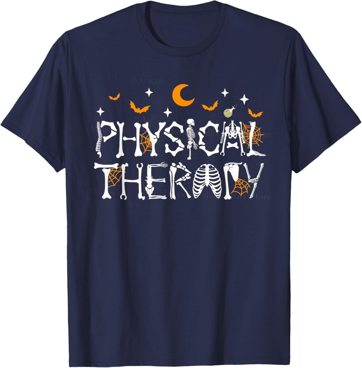 Halloween Physical Therapy Skeleton Pediatric PT PTA DPT T-Shirt - T-Shirt | Navy
