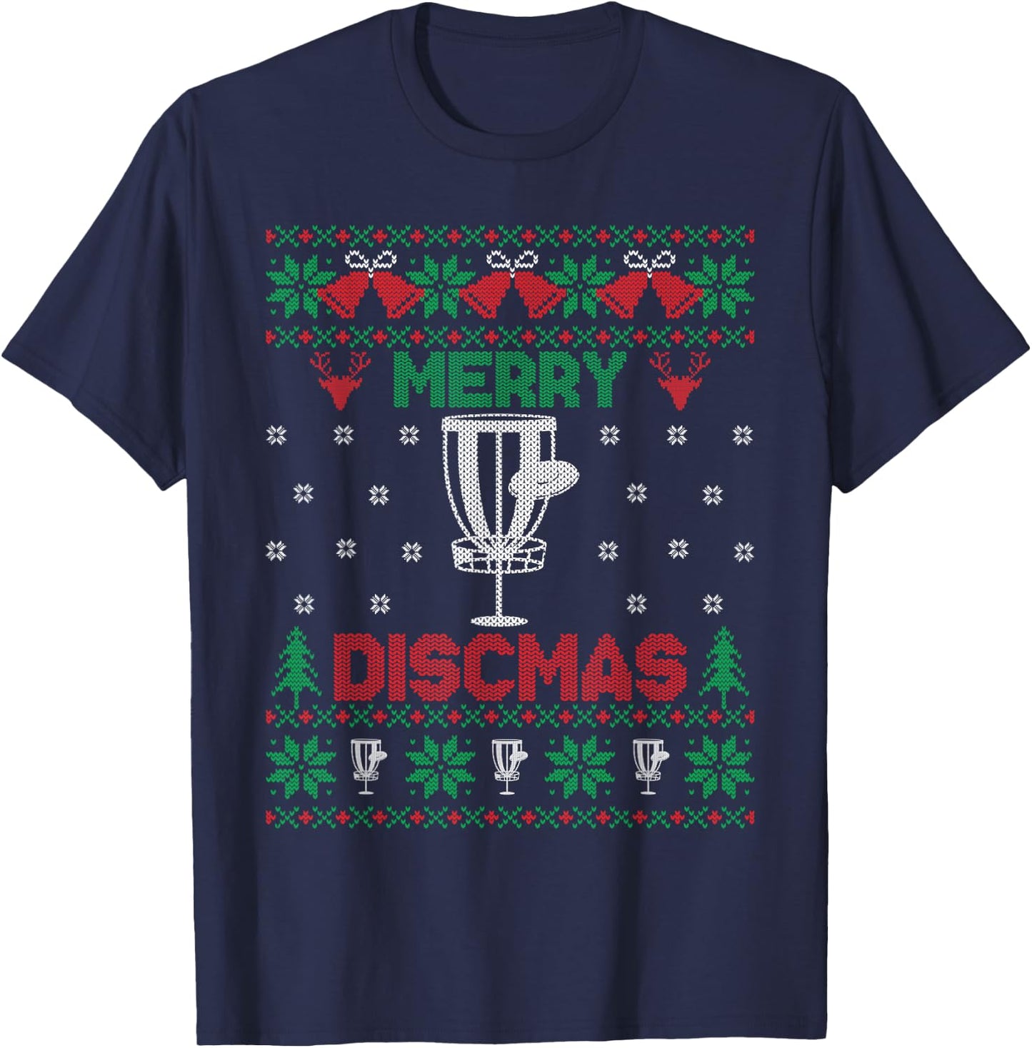 Merry Discmas Disc Golf Ugly Christmas Golfer Player T-Shirt - T-Shirt | Navy