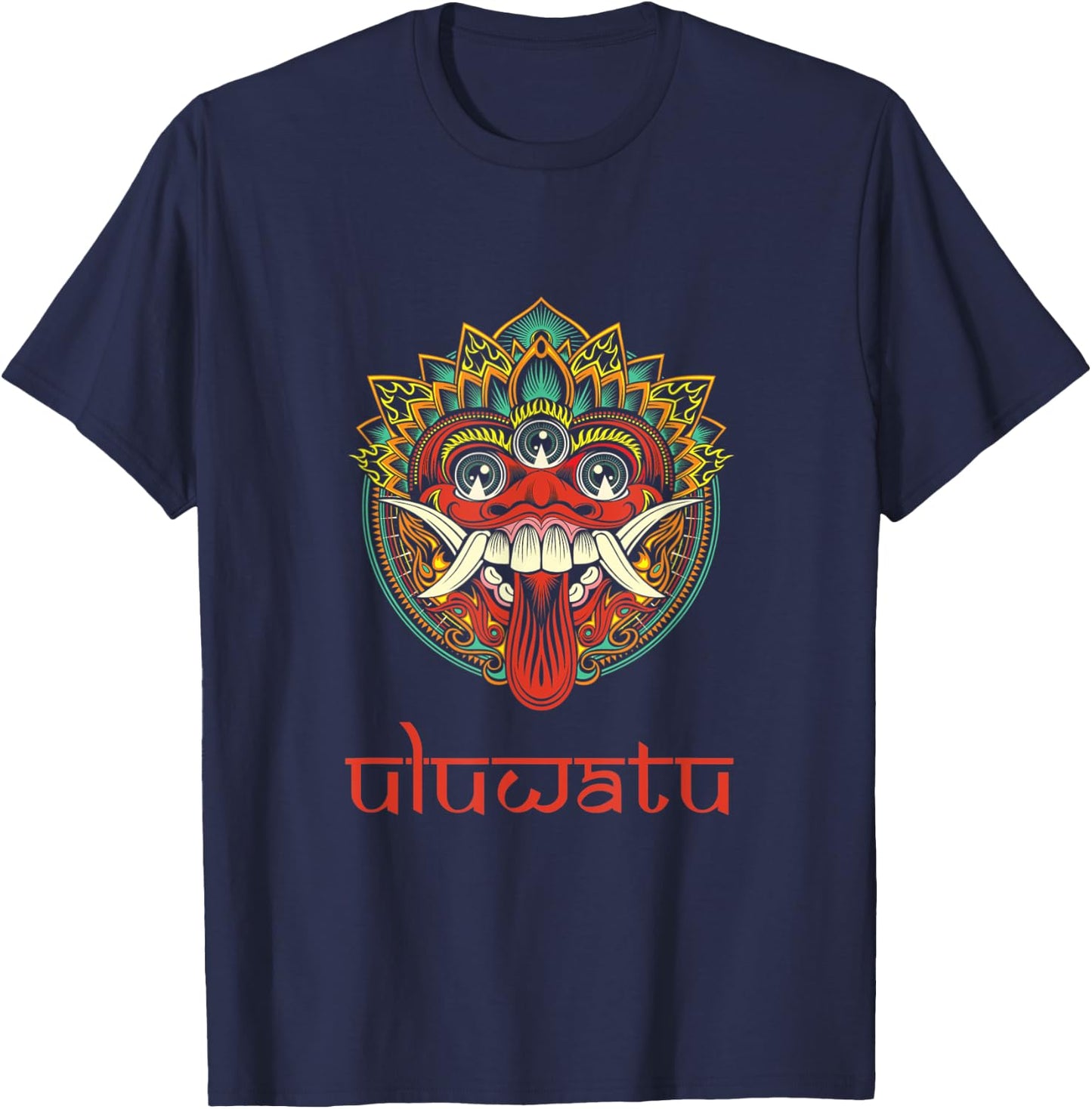 Uluwatu Bali Balinese Hindu Barong Mask Animism T-Shirt - T-Shirt | Navy
