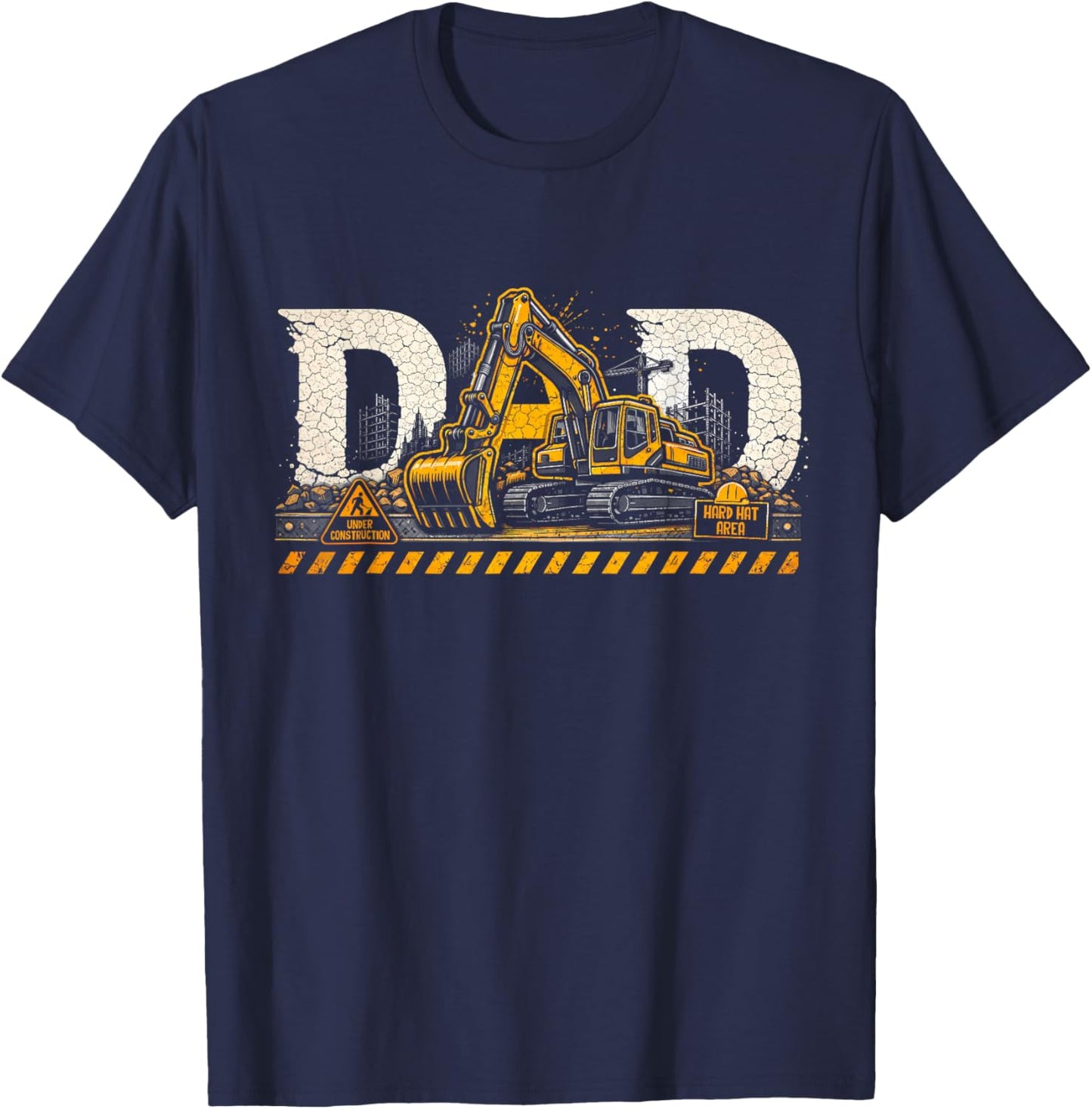 Excavator Dad Father's Day Construction Father Birthday T-Shirt - T-Shirt | Navy