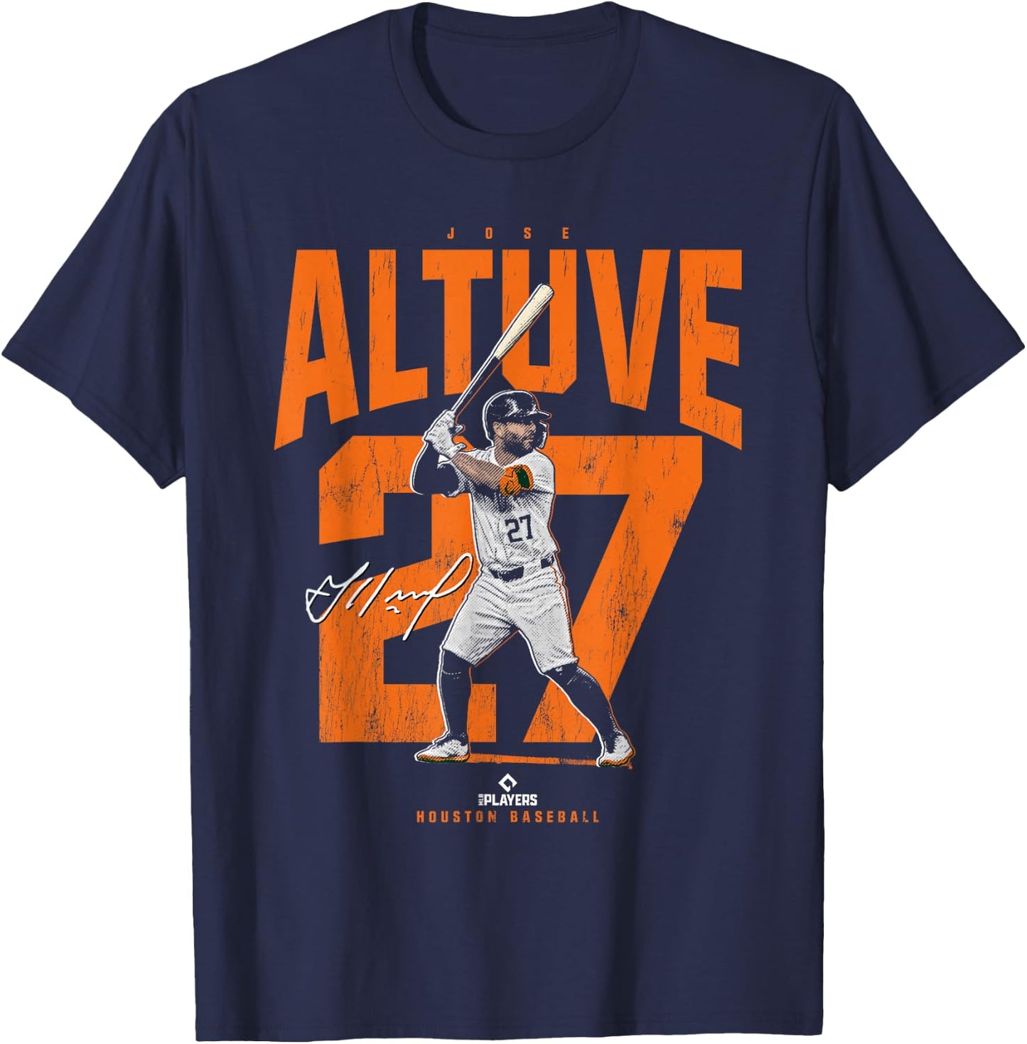 License Champs | Jose Altuve Houston Baseball Player Novelty - Blue, -Adult, Small, Short Sleeve T-Shirt - T-Shirt | Navy