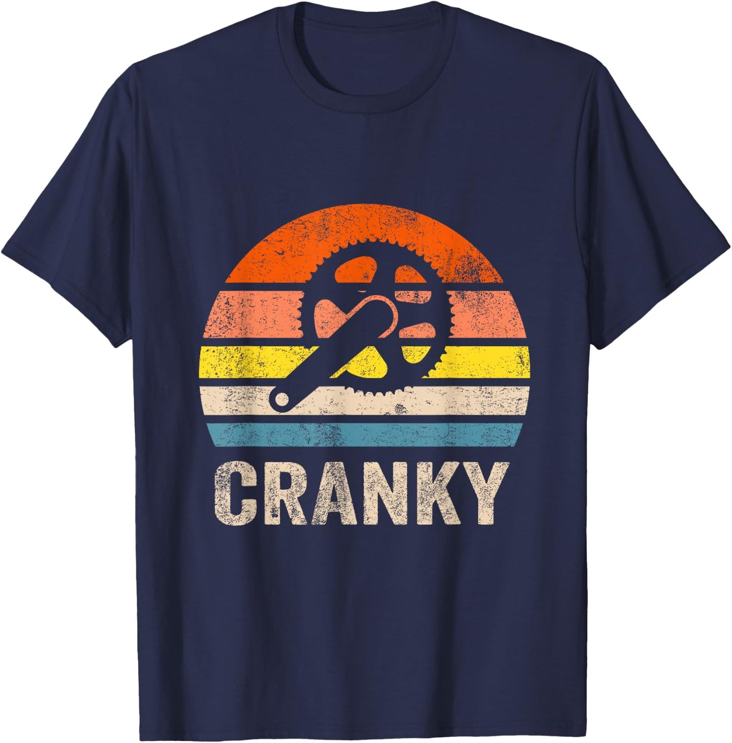 Cranky Vintage Sun funny Bicycle Lovers Cycling Cranky T-Shirt - T-Shirt | Navy
