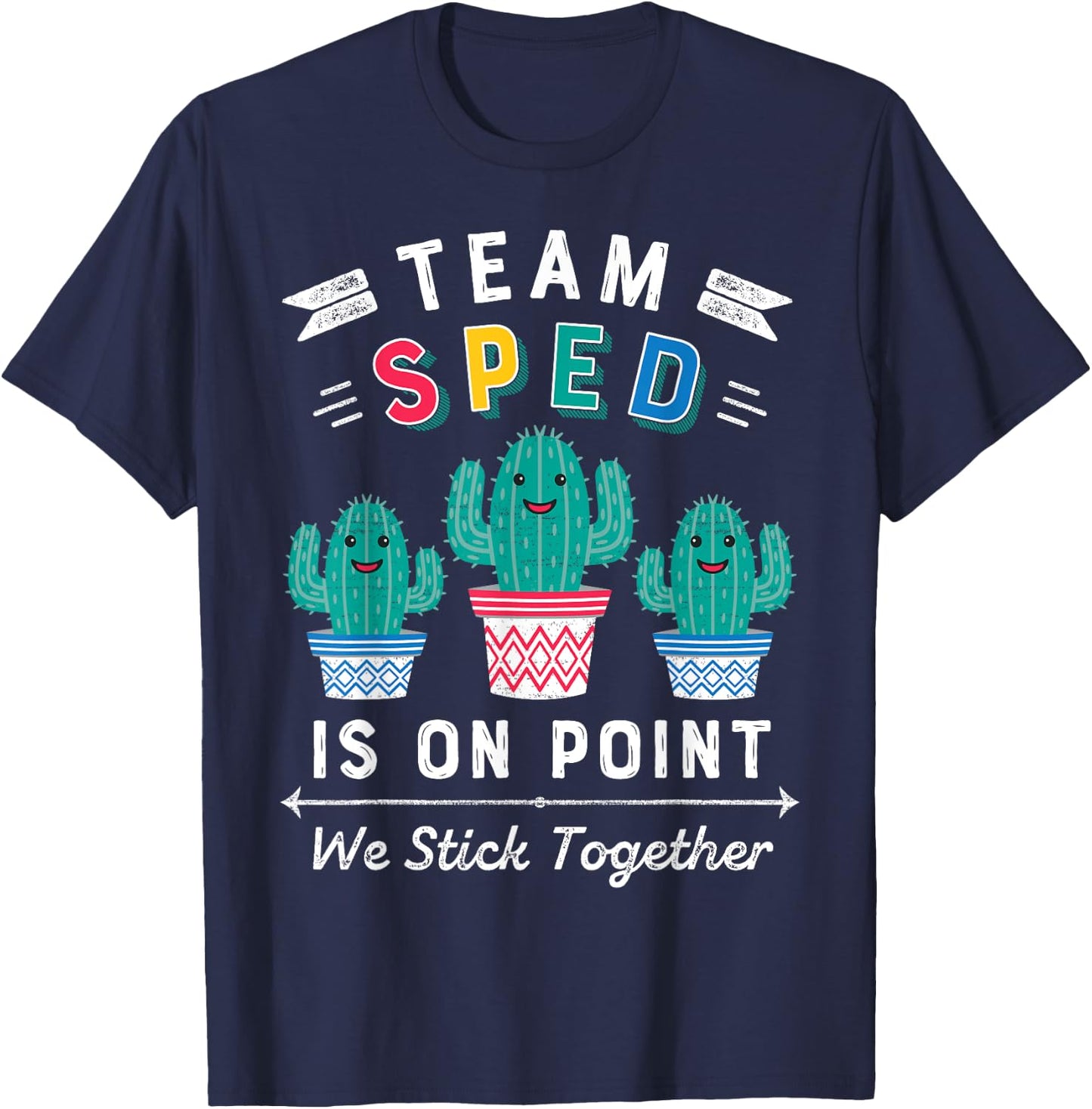 Cute SPED Teacher Gift Special Education Cactus SPED Teacher Women Girls Kids T-Shirt - T-Shirt | Navy