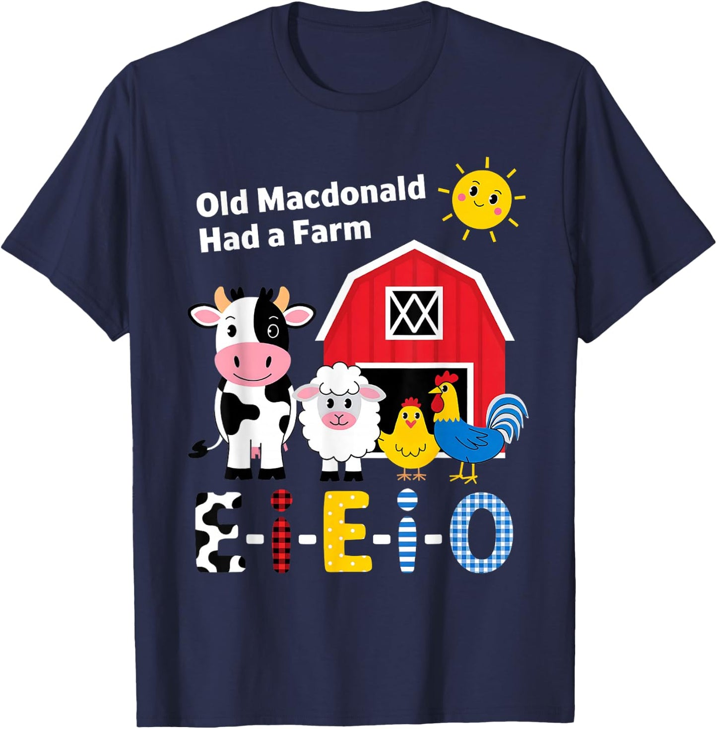 Old MacDonald Had a Farm E-I-E-I-O Boy Toddler Kids Birthday T-Shirt - T-Shirt | Navy