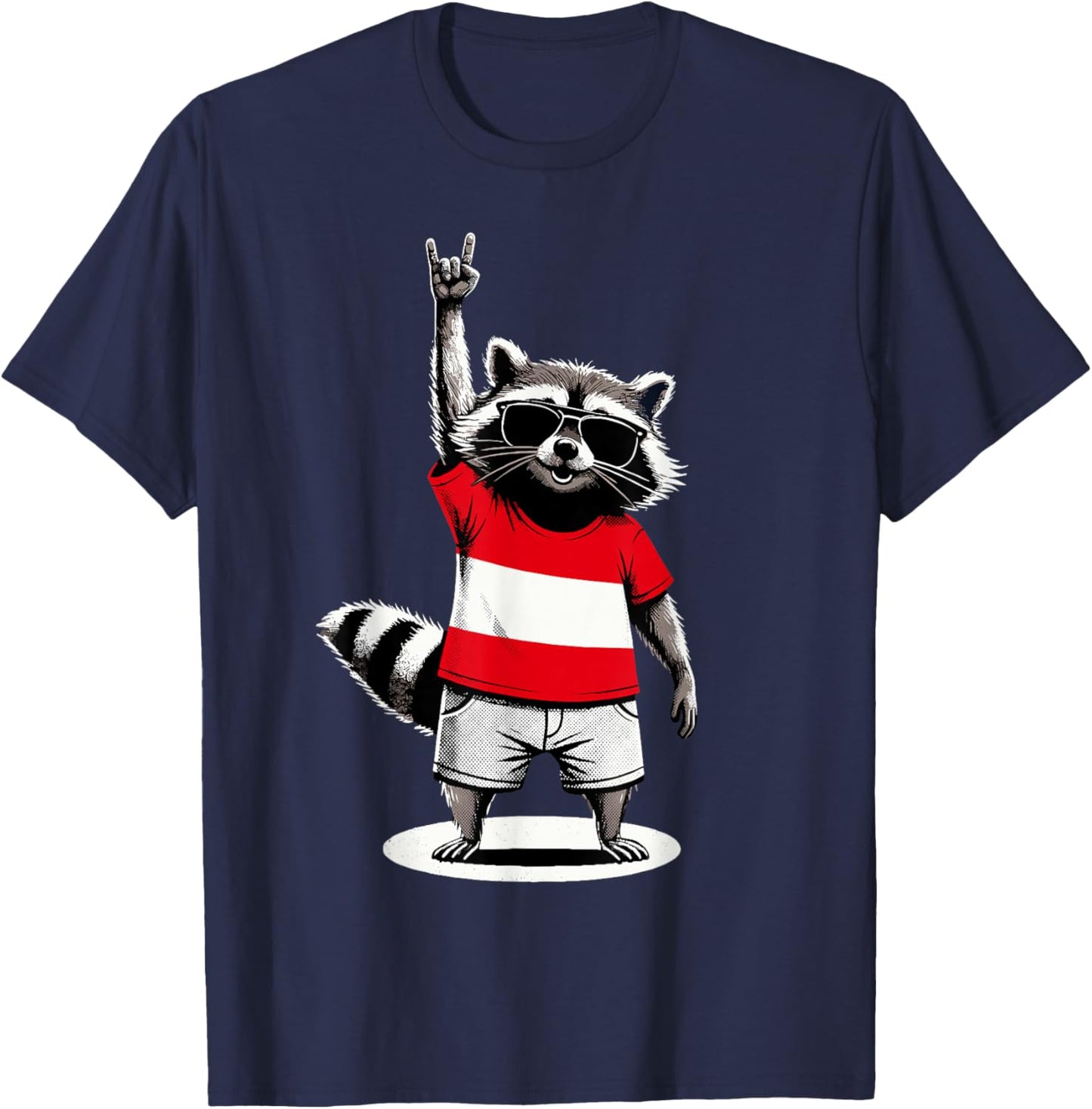 Austrian Flag Raccoon Funny Austria T-Shirt - T-Shirt | Navy