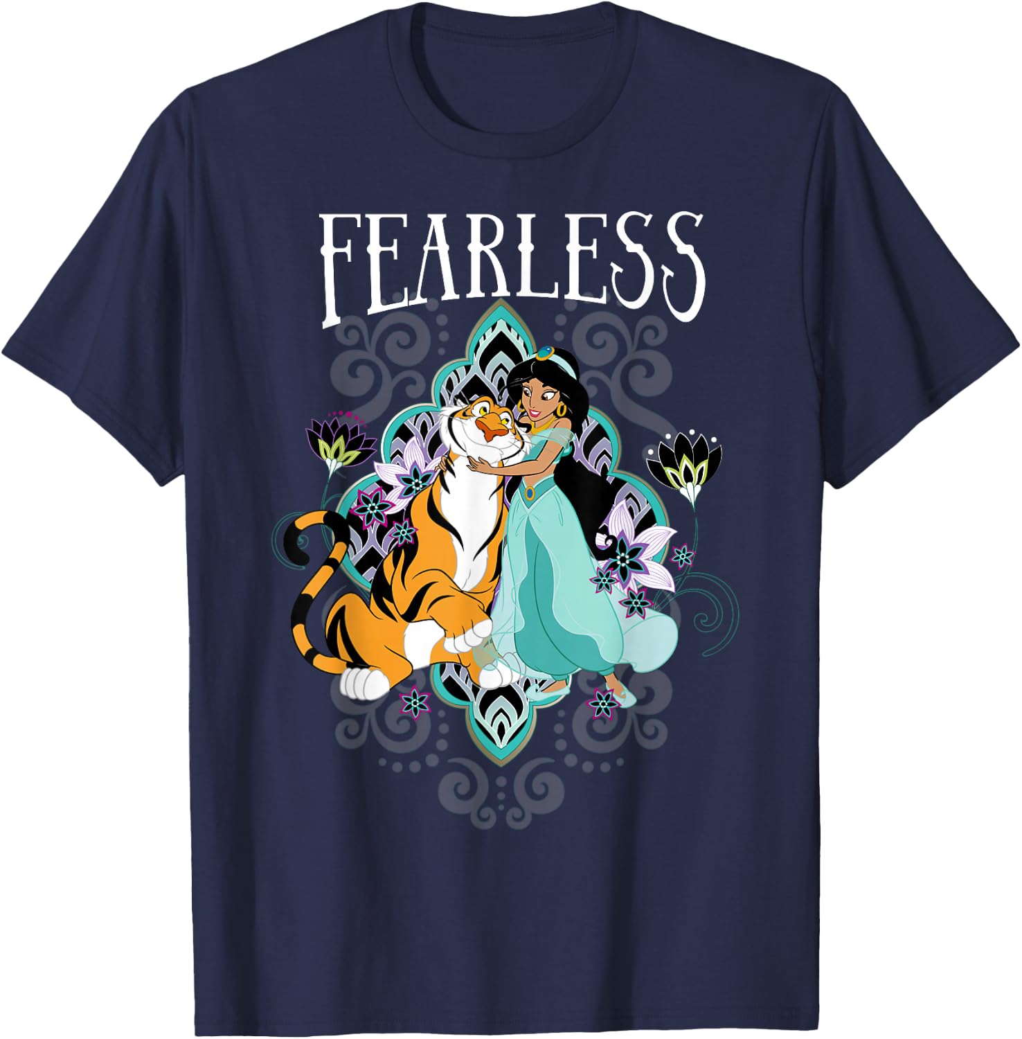 Disney Aladdin Jasmine and Rajah Fearless Small T-Shirt - T-Shirt | Navy