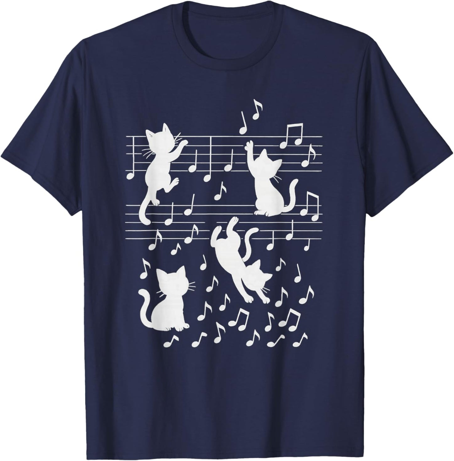 Cute Cat Clef Art Musical Note Music T-Shirt - T-Shirt | Navy