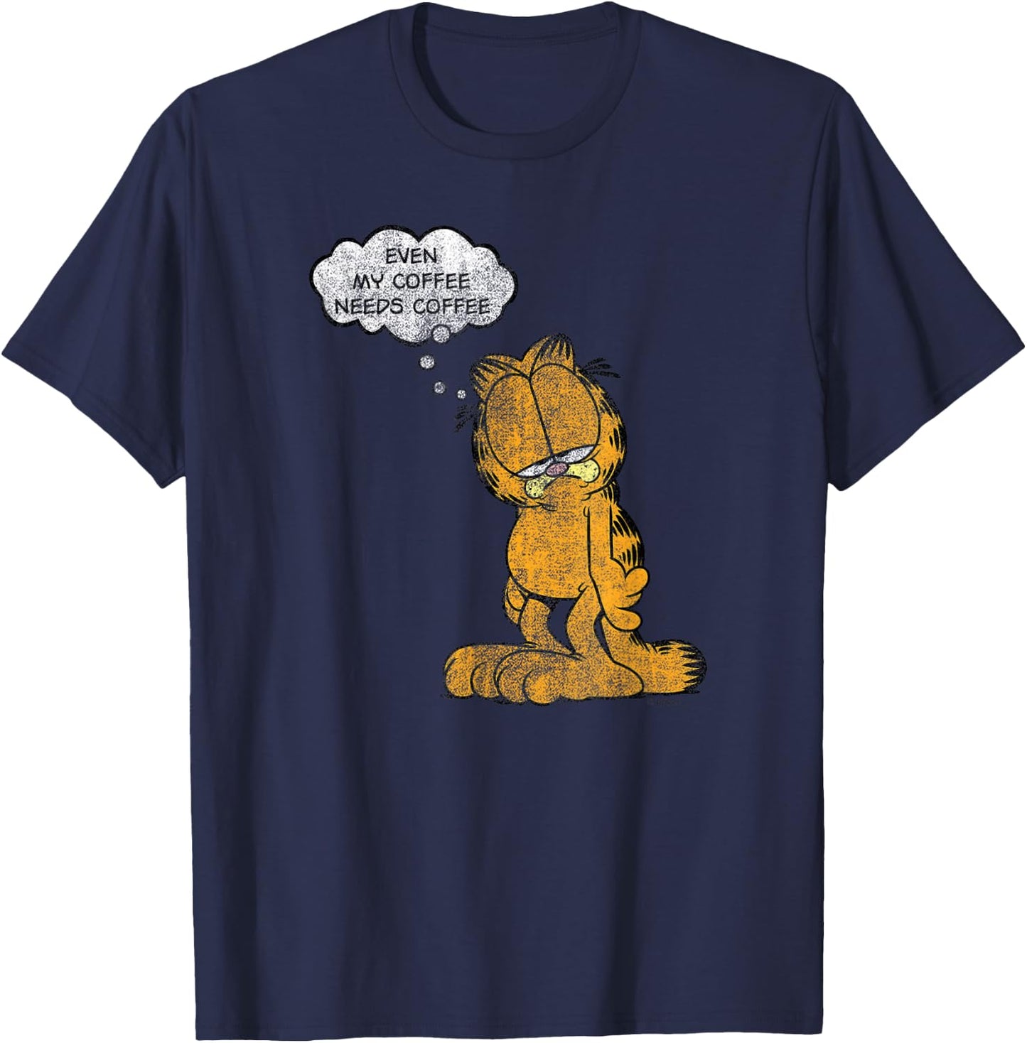 Garfield My Coffee Needs Coffee Cartoon Cat T-Shirt - T-Shirt | Navy