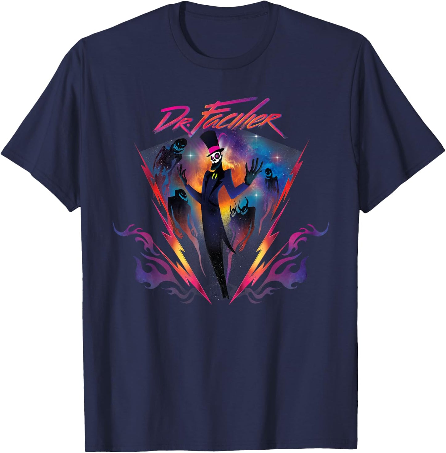 Disney Villains Dr. Facilier 90s Rock Band Neon T-Shirt - T-Shirt | Navy