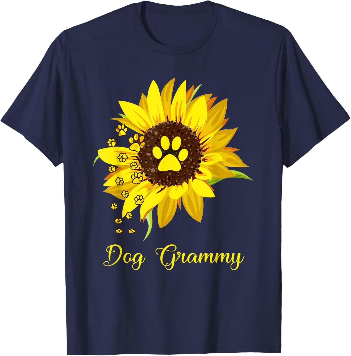 Dog Grammy Sunflower Gift Love Dogs and Flowers Women T-Shirt - T-Shirt | Navy