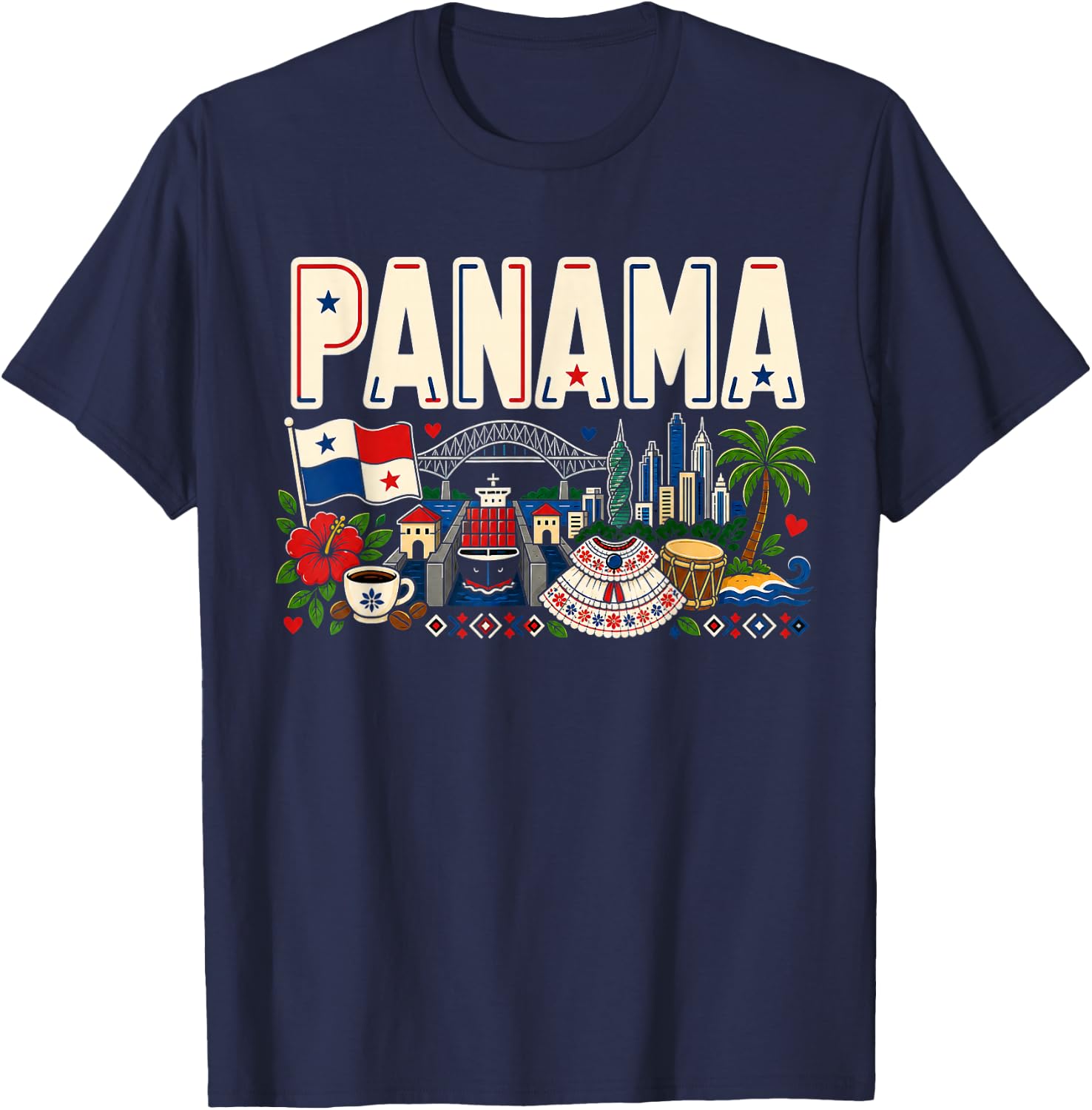 Panama Pride Latino Heritage Country Design T-Shirt - T-Shirt | Navy