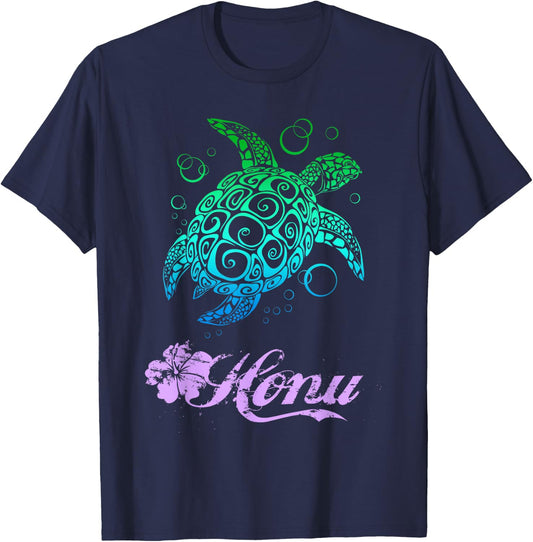 Hawaiian Honu Sea Turtle T Shirt T-Shirt - T-Shirt | Navy