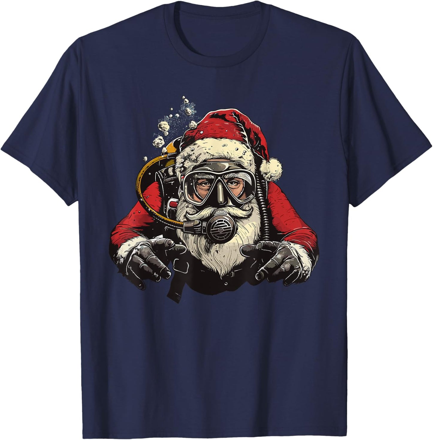 Funny Diver Men Women Christmas Xmas Santa Scuba Diving T-Shirt - T-Shirt | Navy