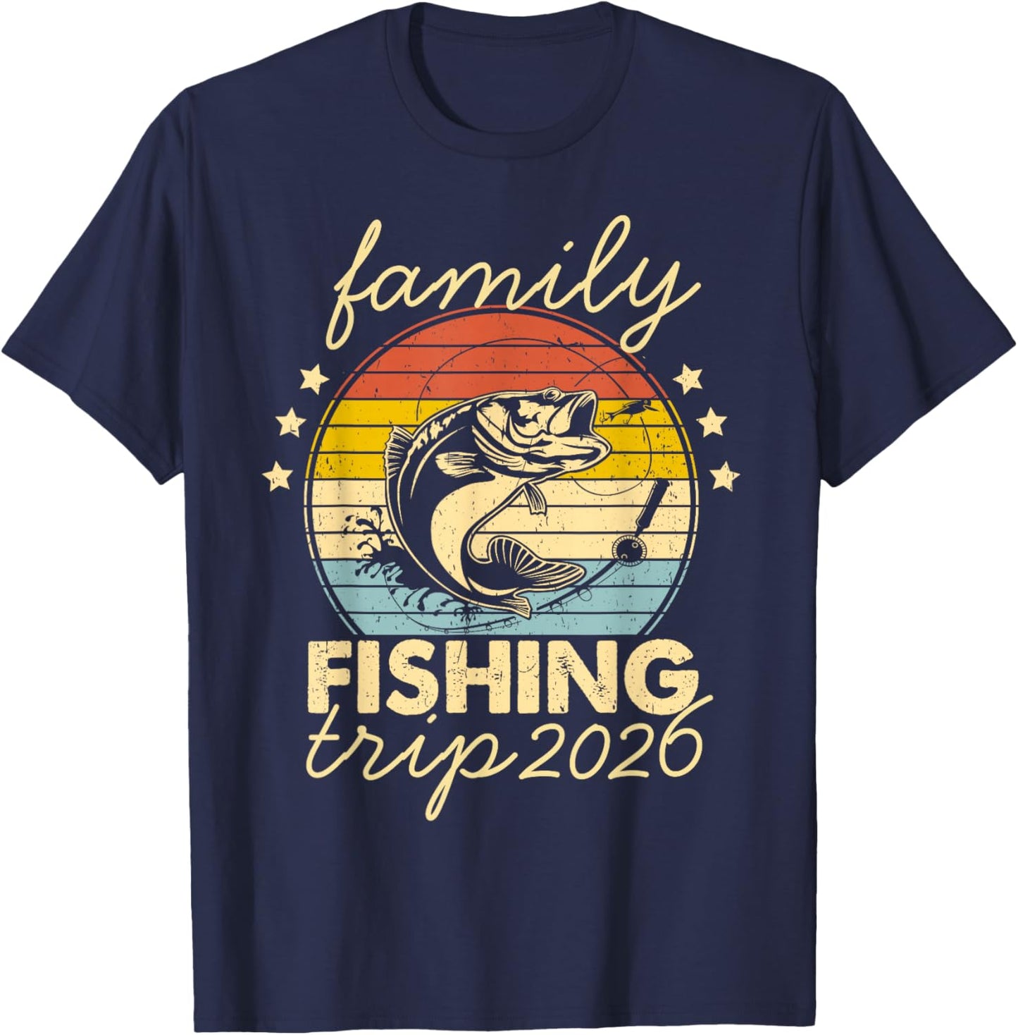 Family Fishing Trip 2026 Matching Squad Men Women Kids Fish T-Shirt - T-Shirt | Navy